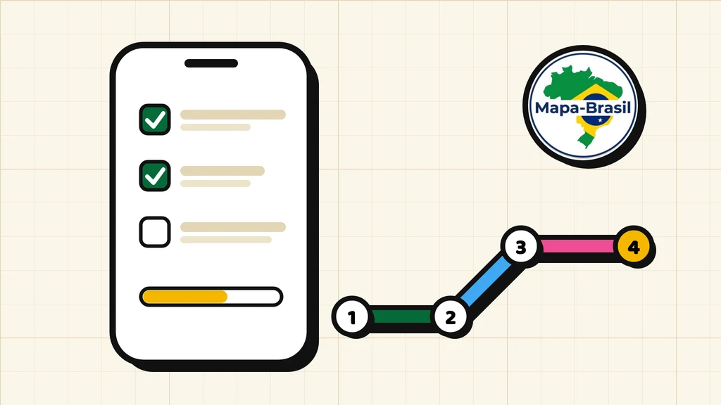 Ilustração: celular com a lista do dia e a rota do Mapa-Brasil