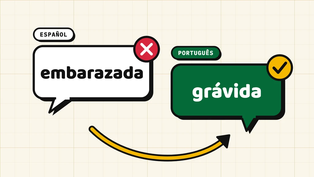 Ilustração: “embarazada” em espanhol e “grávida” em português