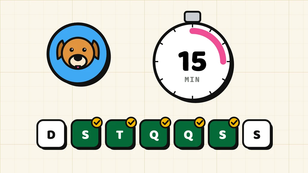 Ilustração: cronômetro de 15 minutos e a semana de estudos marcada